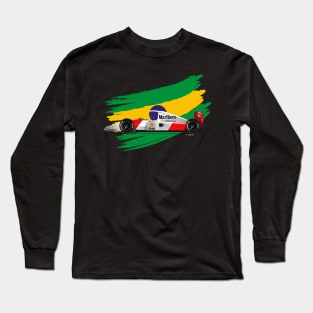 Ayrton Senna's McLaren Honda MP4/7 Illustration Long Sleeve T-Shirt